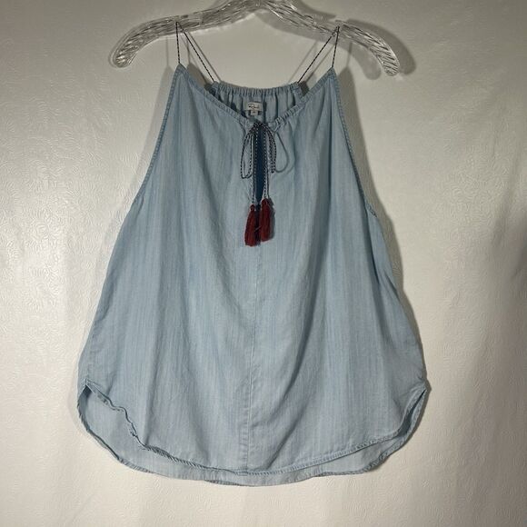 Rails Liv Light Vintage Wash Chambray Sleeveless Halter Tank Top Sz M Boho Y2K - Picture 3 of 16